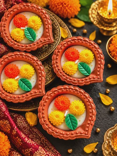 ScentilloCandle_Terracotta Diyas with Marigold Candles